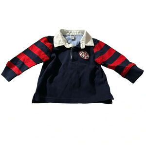 Janie And Jake 6-12 months blue and red long sleeve polo